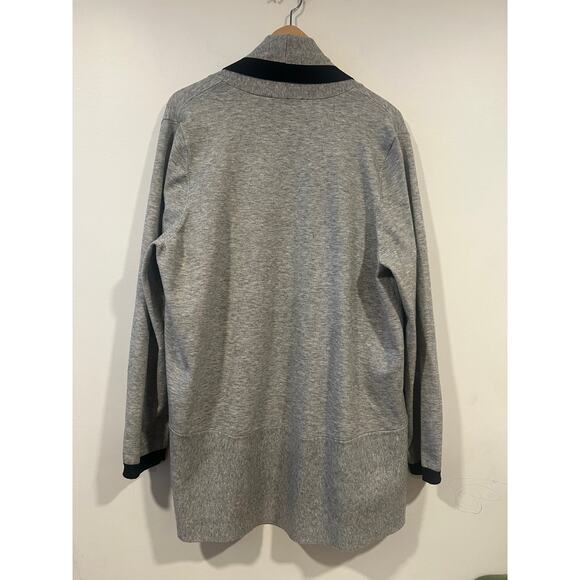 Ann Taylor Women’s Preppy Casual  Long Open Cardigan Gray Black 2XL Business - Picture 6 of 7